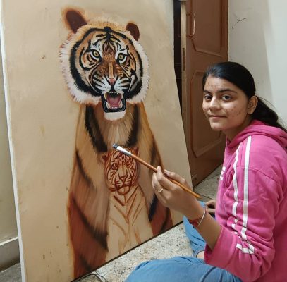 Nitika Sachdeva with her art