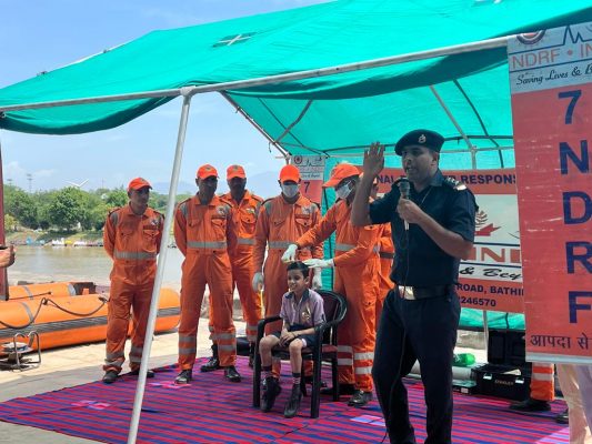 A community awareness program by NDRF team at Sukhna Lake